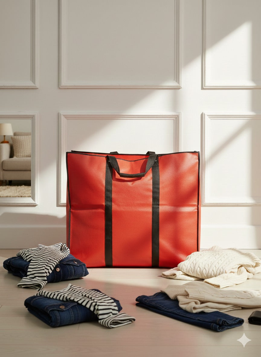 Storage Bags -Red - Size 27*24+14 -120 GSM - Non Woven